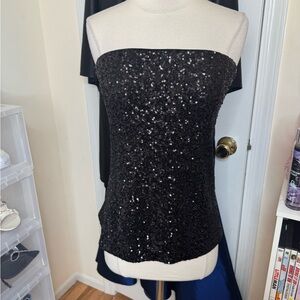Abercrombie & Fitch Black Sequin Strapless Top